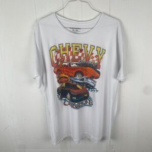 Chemistry 2XL Chevy Classics Corvette Graphic Tee in White Oversized t-shirt